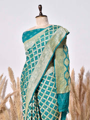 Green Banarasi Gorgette Saree