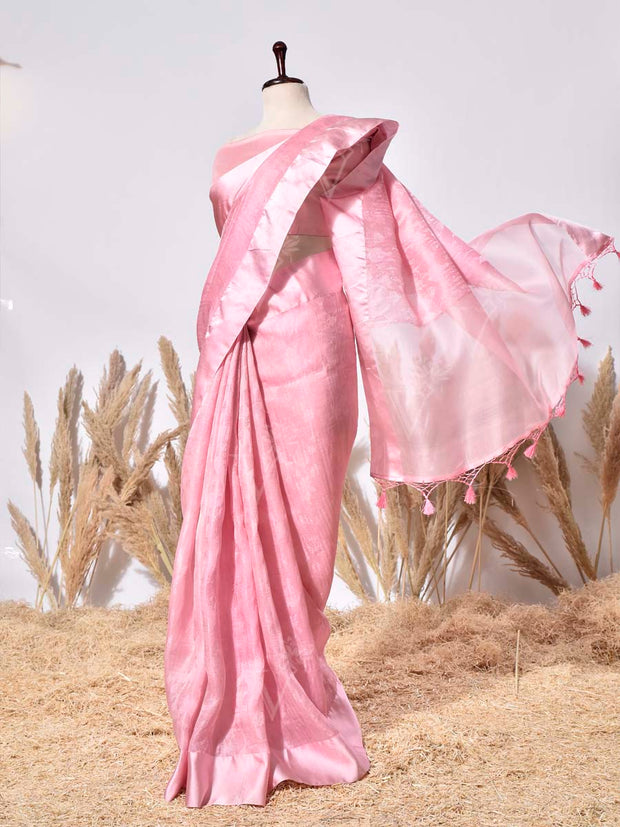 Pink Organza Silk Saree