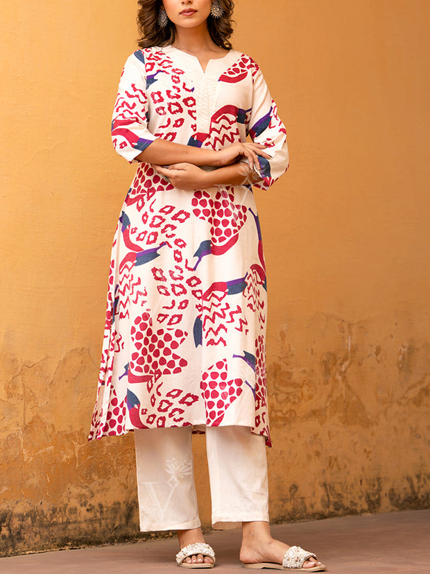Off White Cotton Kurta Set