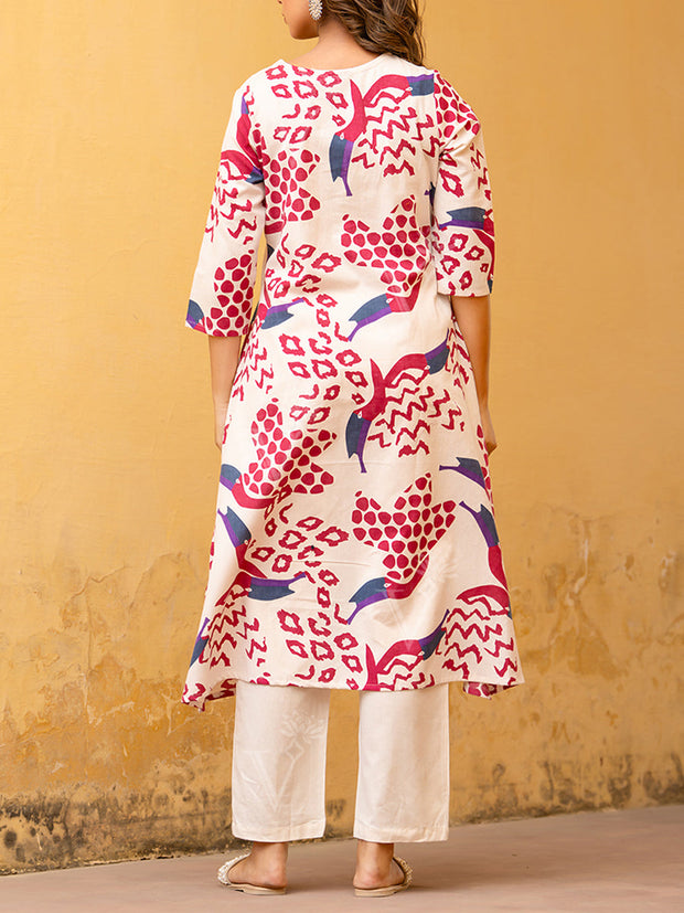 Off White Cotton Kurta Set