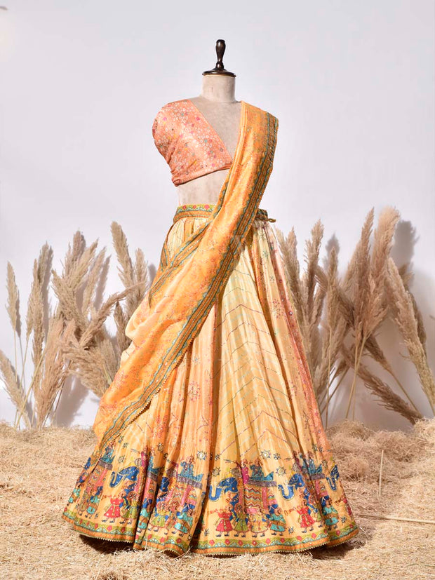 Orange Vasansi Silk Lehenga Set