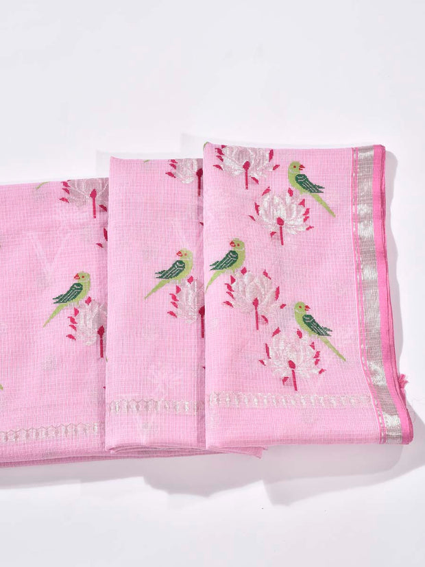 Pink Pure Kota Doria Saree