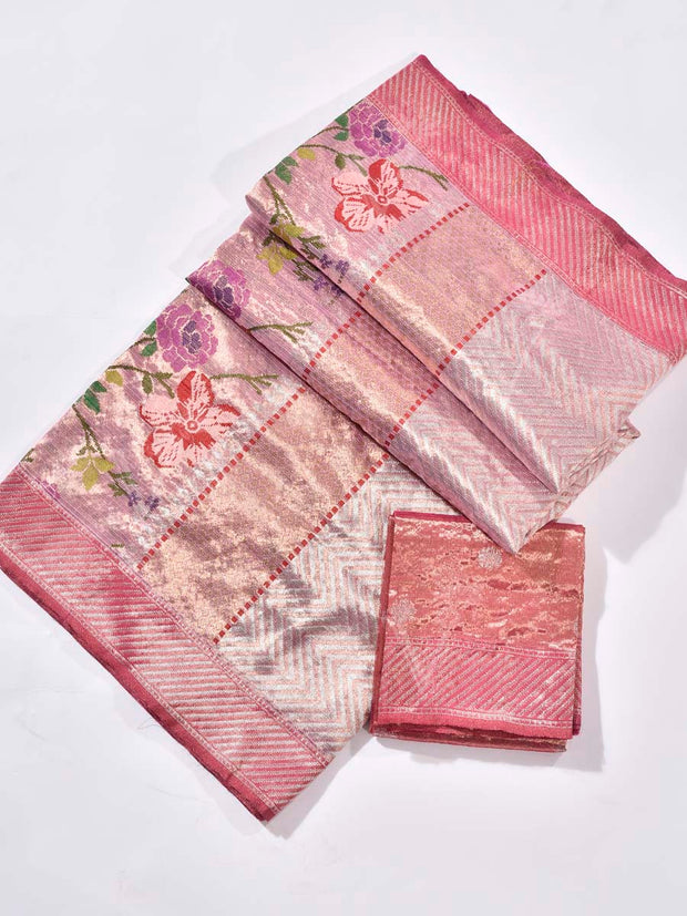 Pink Pure Kota Doria Saree