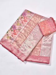 Pink Pure Kota Doria Saree