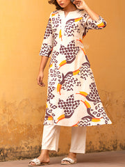 Off White Cotton Kurta Set
