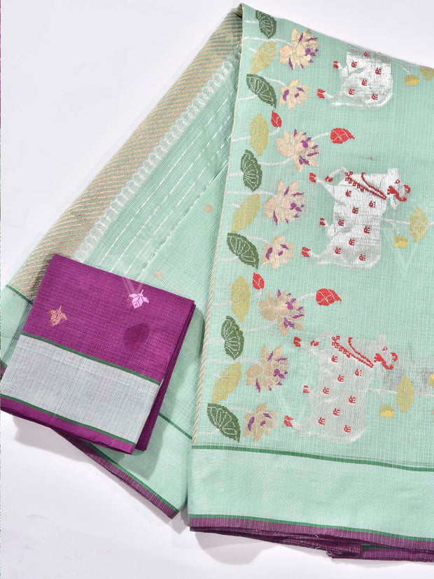Green Pure Kota Doria Saree