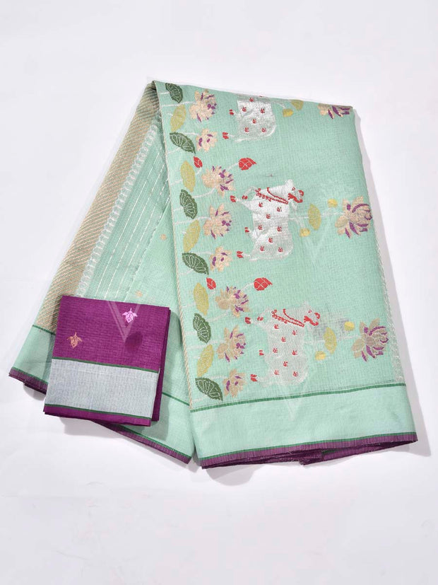 Green Pure Kota Doria Saree