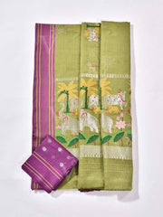 Green Pure Kota Doria Saree