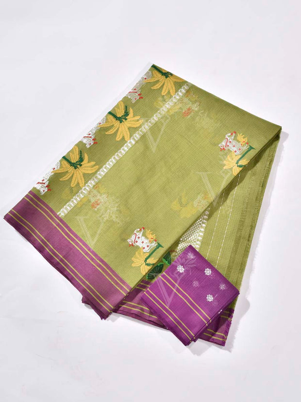 Green Pure Kota Doria Saree