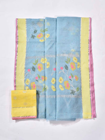 Sky Blue Pure Kota Doria Saree
