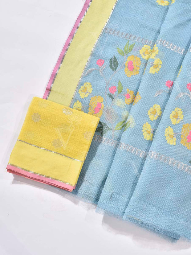 Sky Blue Pure Kota Doria Saree
