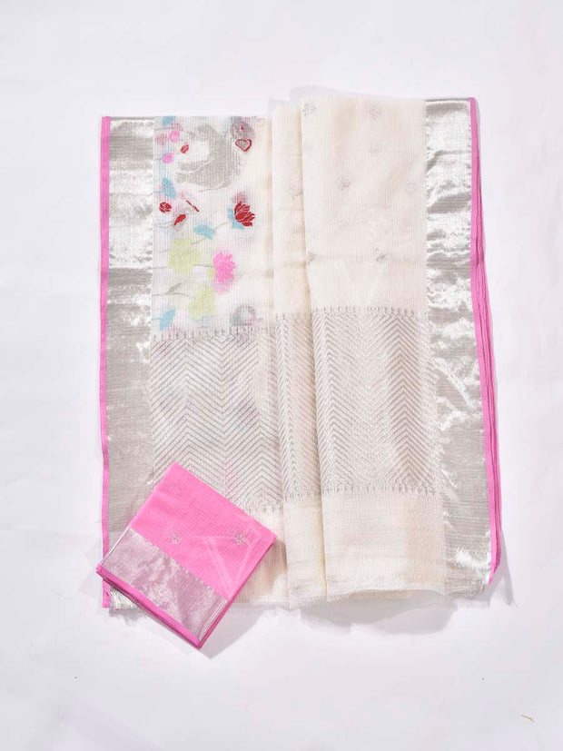 Off White Pure Kota Doria Saree