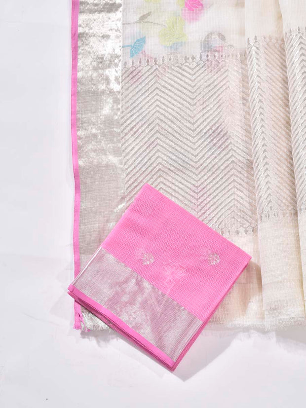Off White Pure Kota Doria Saree