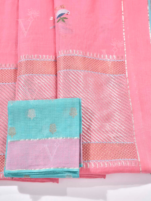 Pink Pure Kota Doria Saree