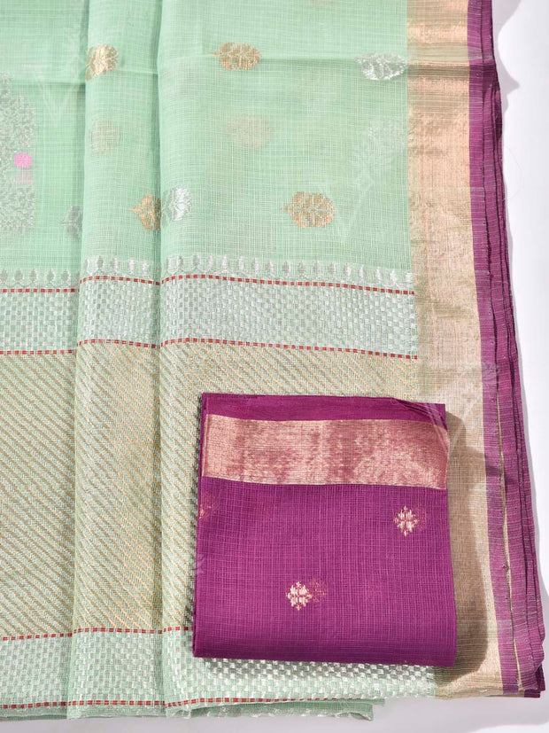 Green Pure Kota Doria Saree