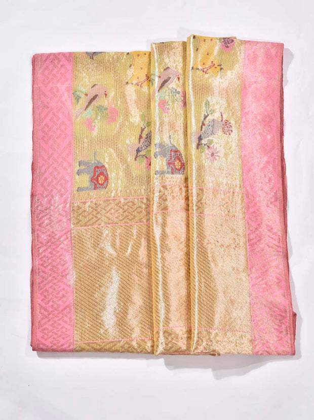 Golden Yellow Pure Kota Doria Saree