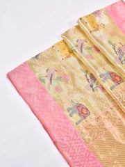 Golden Yellow Pure Kota Doria Saree