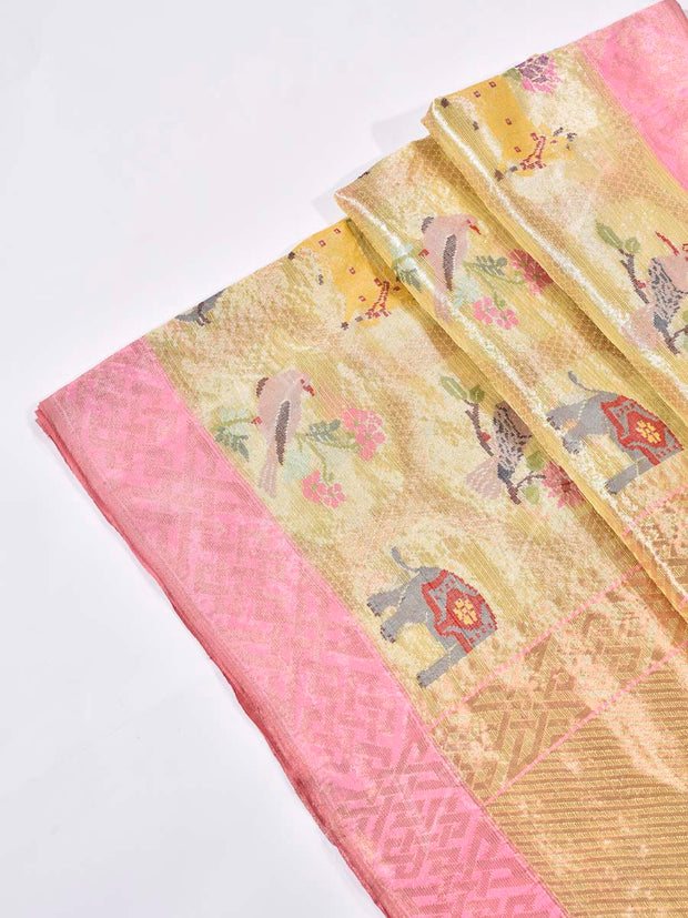 Golden Yellow Pure Kota Doria Saree