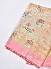 Golden Yellow Pure Kota Doria Saree