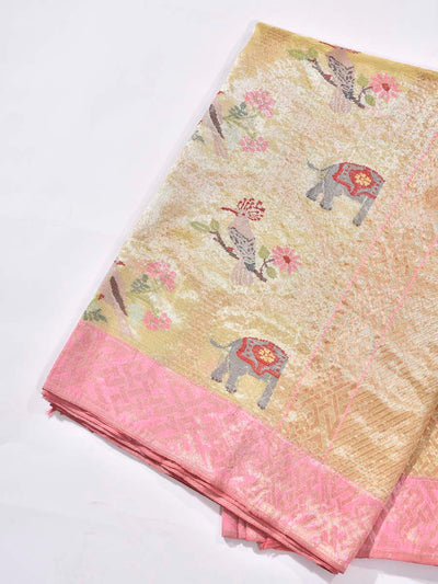 Golden Yellow Pure Kota Doria Saree