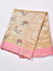Golden Yellow Pure Kota Doria Saree