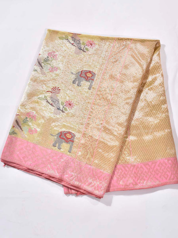 Golden Yellow Pure Kota Doria Saree