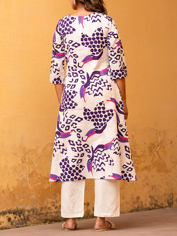 Off White Cotton Kurta Set