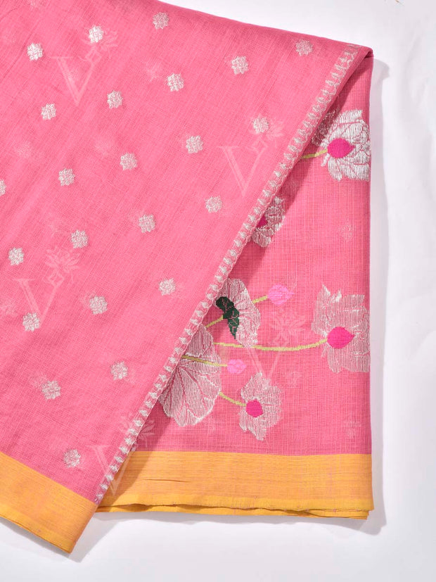 Pink Pure Kota Doria Saree