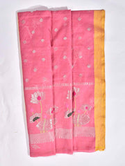 Pink Pure Kota Doria Saree