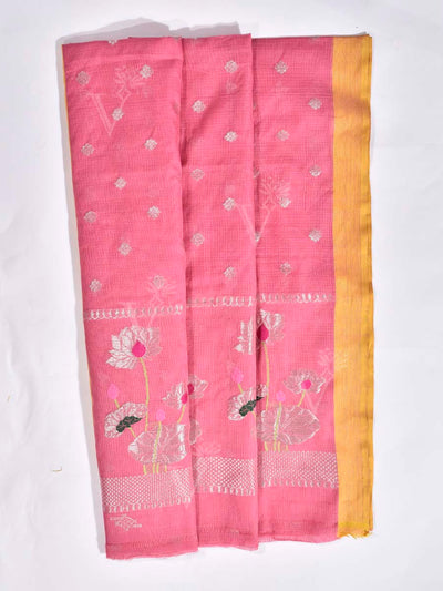 Pink Pure Kota Doria Saree