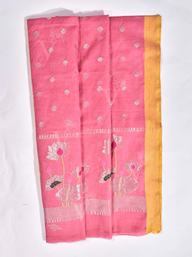 Pink Pure Kota Doria Saree