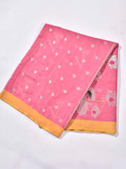 Pink Pure Kota Doria Saree