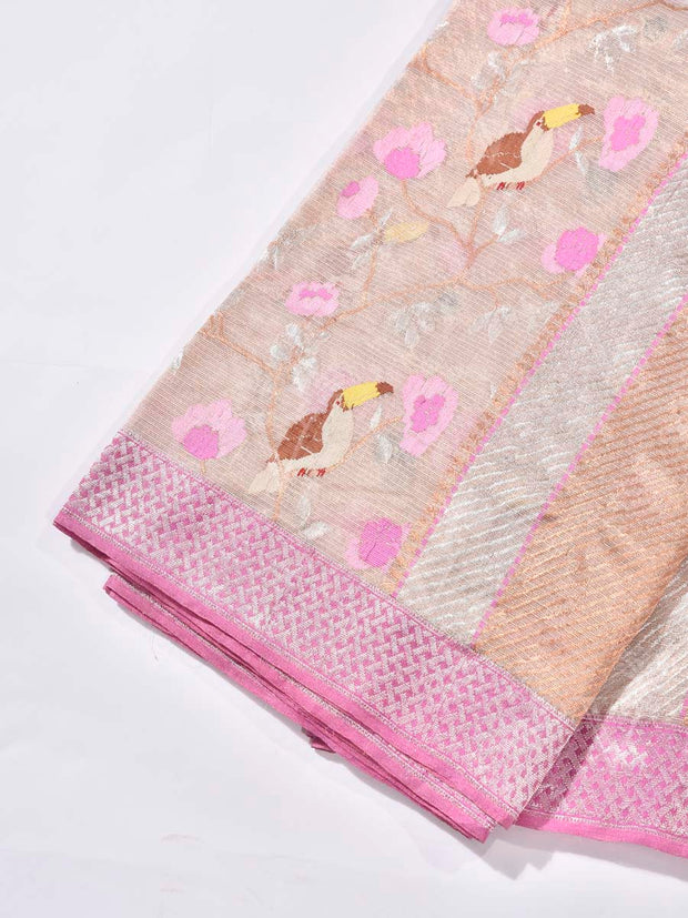 Beige Pure Kota Doria Saree