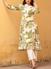 Off White Cotton Kurta Set