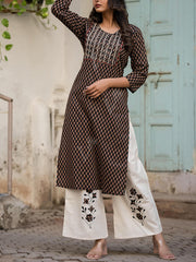 Brown Cotton Kurta Set