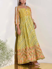 Green Vasansi Silk Printed Anarkali Gown