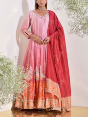 Onion Pink Ombre Vasansi Silk Anarkali Gown