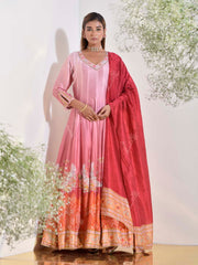 Onion Pink Ombre Vasansi Silk Anarkali Gown