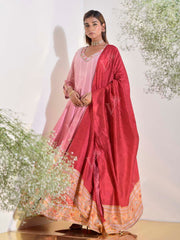 Onion Pink Ombre Vasansi Silk Anarkali Gown