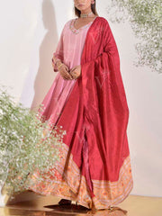 Onion Pink Ombre Vasansi Silk Anarkali Gown