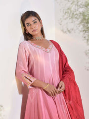 Onion Pink Ombre Vasansi Silk Anarkali Gown