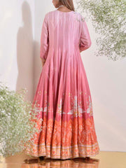 Onion Pink Ombre Vasansi Silk Anarkali Gown