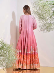 Onion Pink Ombre Vasansi Silk Anarkali Gown