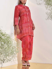 Red Vasansi Silk Bandhani Printed Co-ord Set