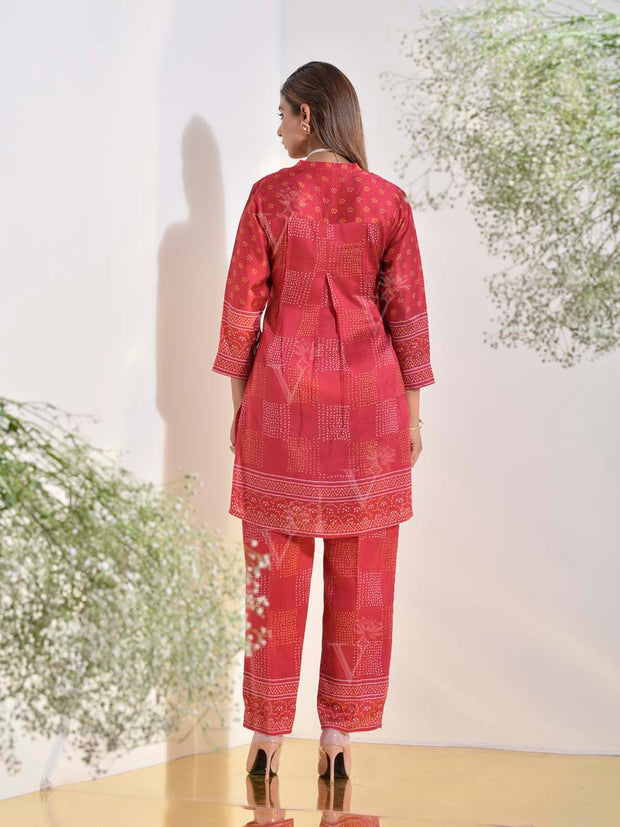 Red Vasansi Silk Bandhani Printed Co-ord Set