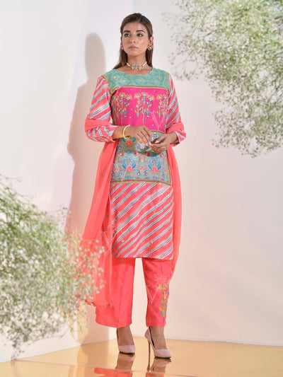 Flamingo Vasansi Silk Printed Suit Set