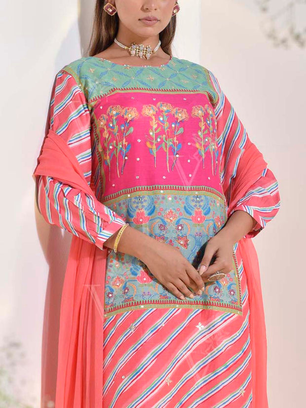 Flamingo Vasansi Silk Printed Suit Set