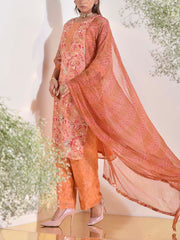 Peach Vasansi Silk Printed Suit Set