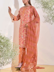 Peach Vasansi Silk Printed Suit Set