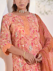 Peach Vasansi Silk Printed Suit Set